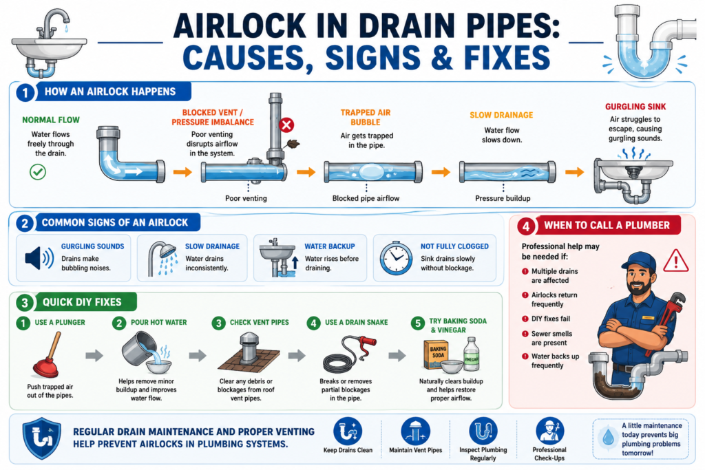 airlock in a drain pipe